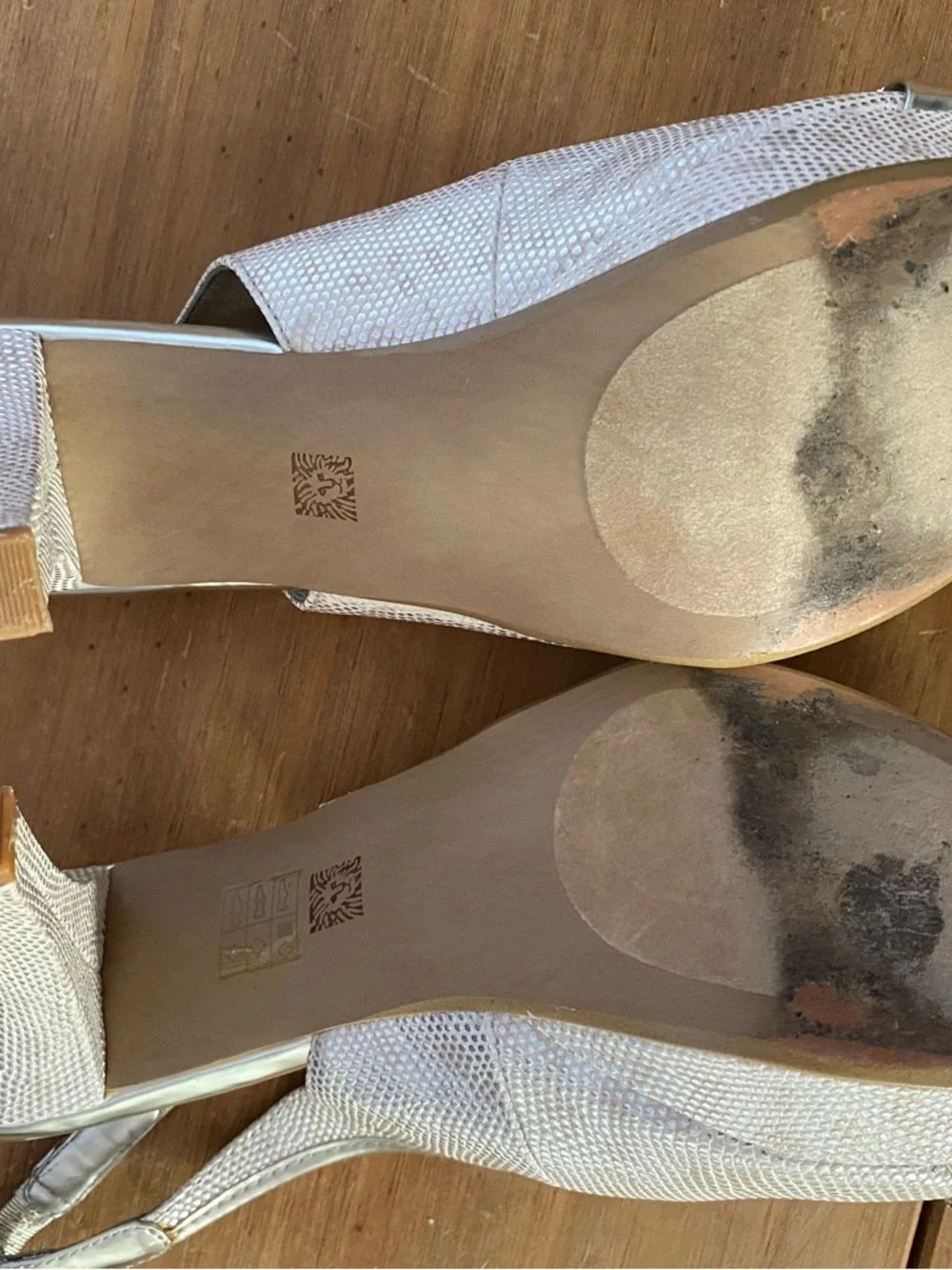 Anne Klein Metallic Silver Slingback Peep-Toe Heels - Picture 3 of 4